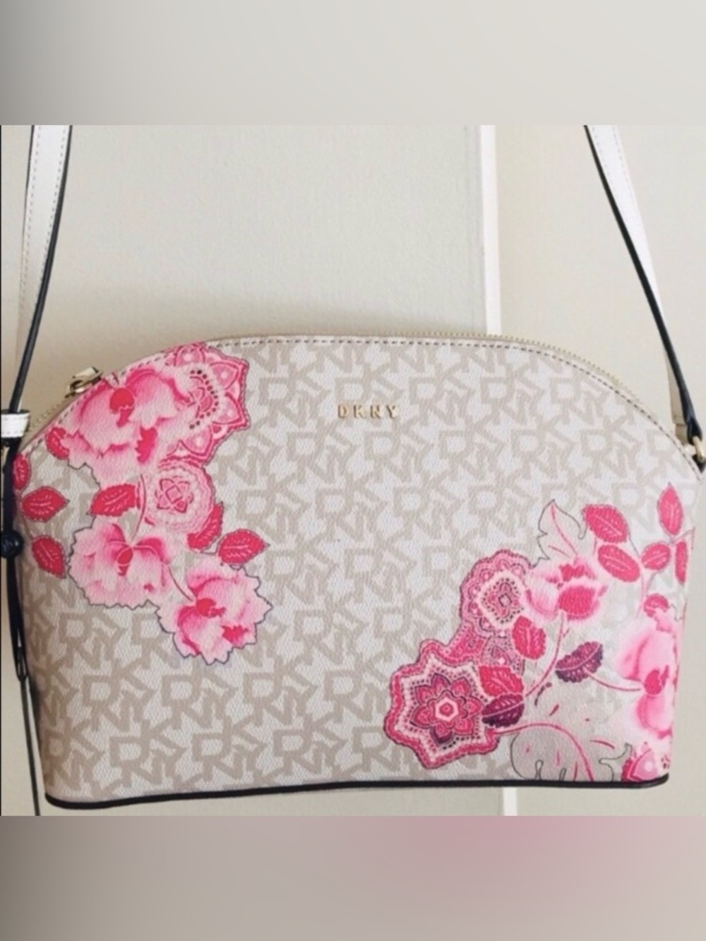 DKNY Logo Floral Medium Crossbody Bag